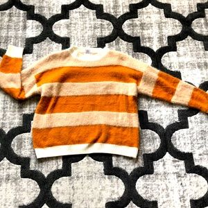 Tan and Orange Striped Fall Fuzzy Sweater